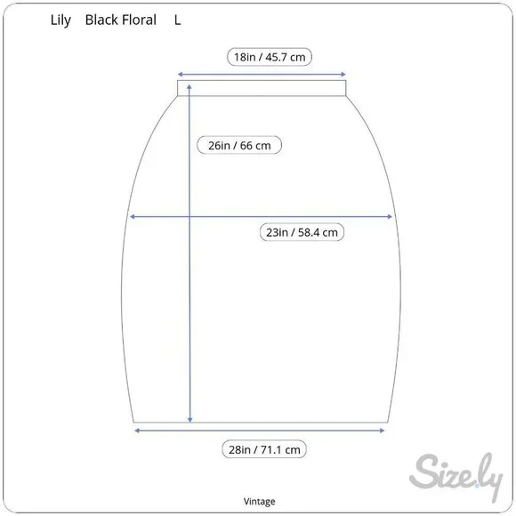 Lily Vintage Y2K Floral Black Pink Womens Flowy Stretch Lightweight Boho Skirt L - Picture 6 of 6